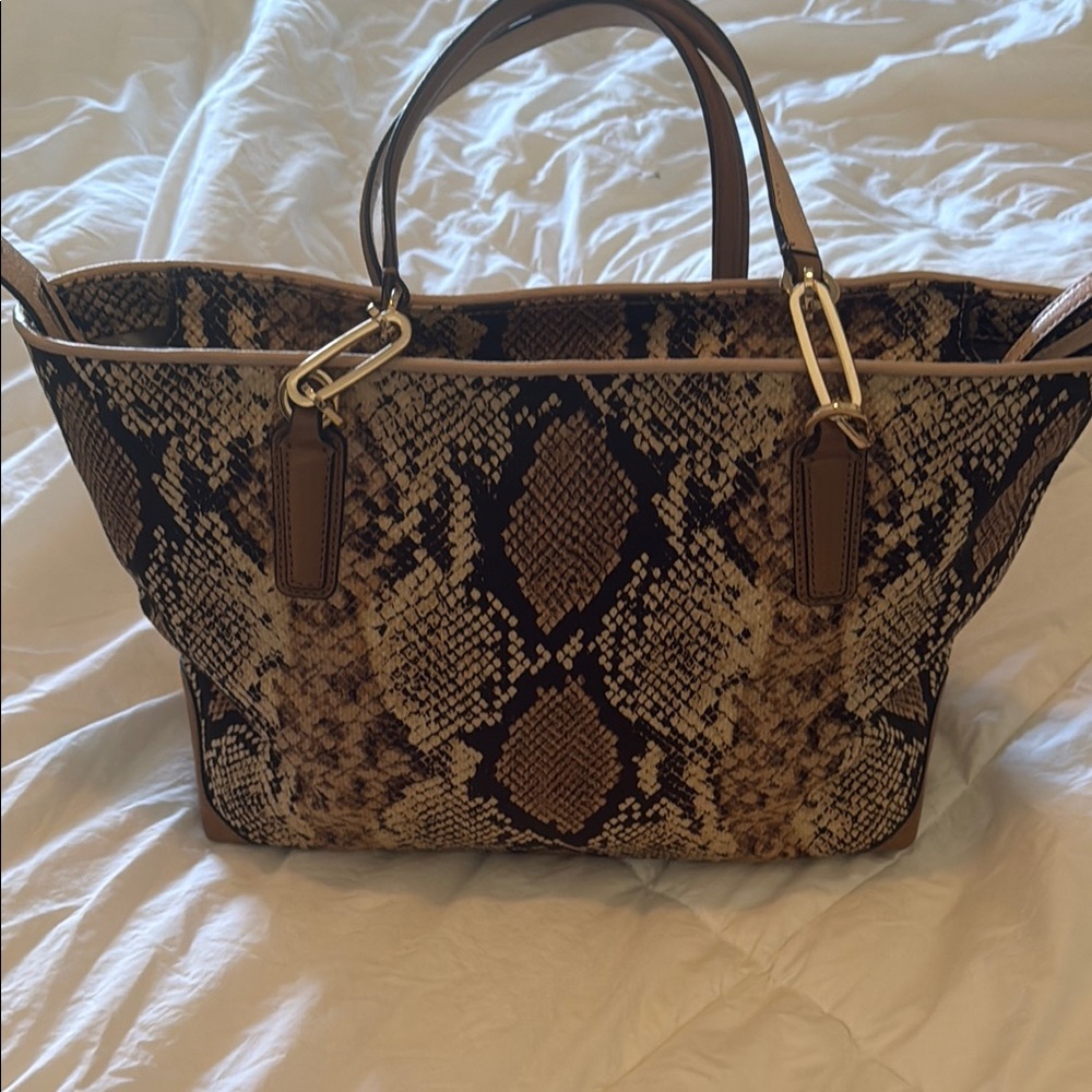 Coach Brown Python Print Tote Bag - image 6